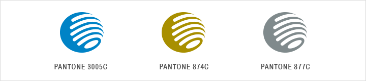 PANTONE 3005C, PANTONE 874C, PANTONE 877C